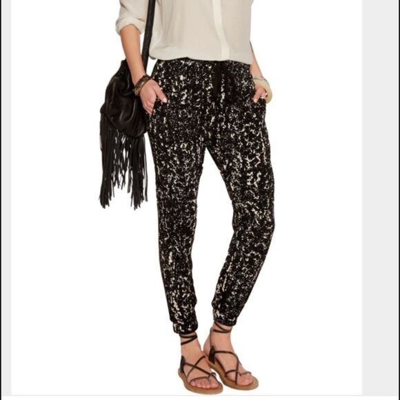 NWOT ENZA COSTA Lounge Pant in Chalk Print in Color:Chalk Print. Size XS/Small - Picture 1 of 8